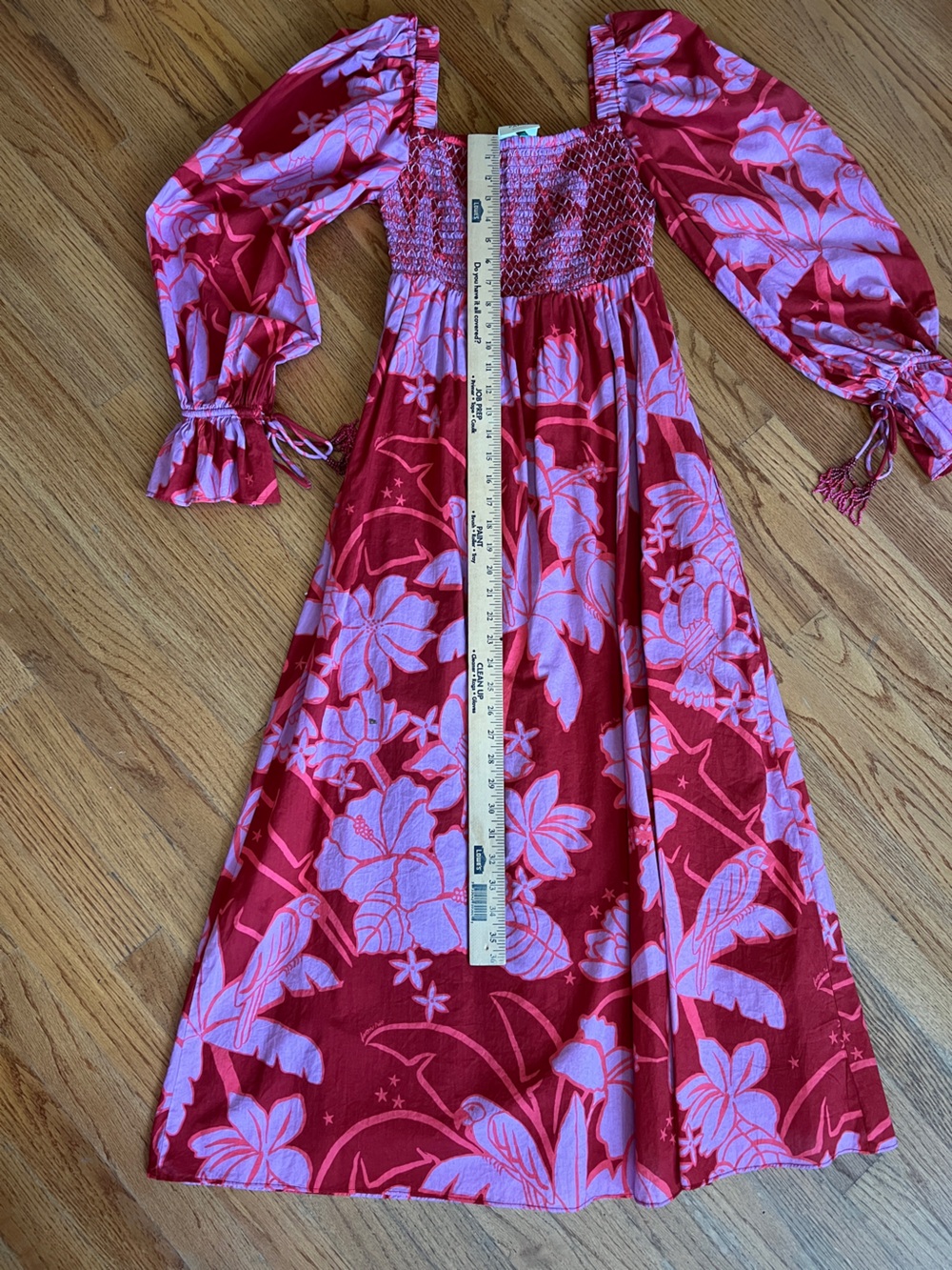 FARM Rio Burgundy and Pink Floral Puff-Sleeve Maxi Dress - Picture 13 of 16